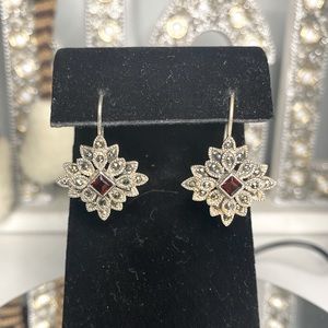 Garnet and Marcasite Sterling Silver earrings